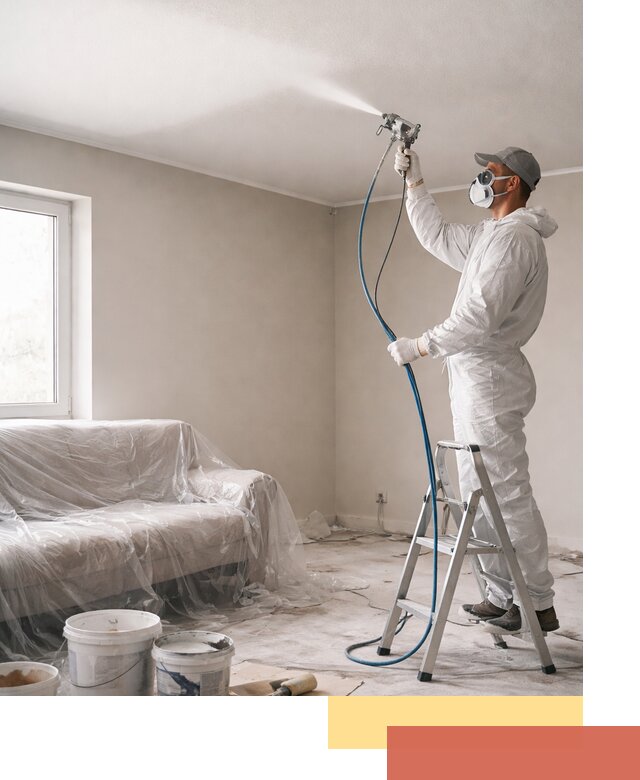 Покраска потолка краскопультом в Улан-Удэ быстро и качественно