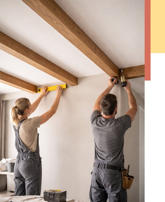 Монтаж декоративных балок на потолок в Улан-Удэ от 4302 руб. — ОТДЕЛОЧНИК-Лнд